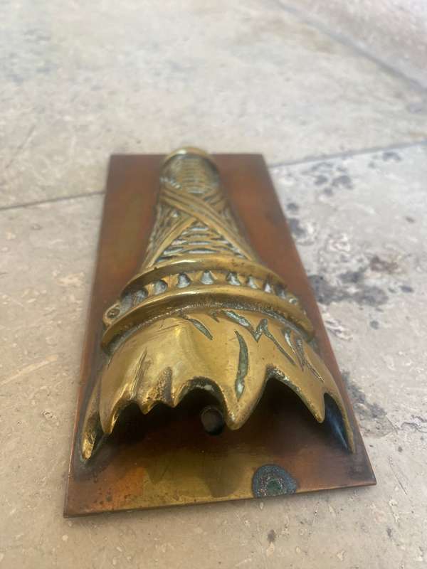 Vintage Olympic torch wall decor copper and brass