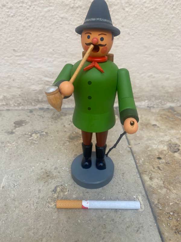 vintage Erzgebirge Smoker hiker man