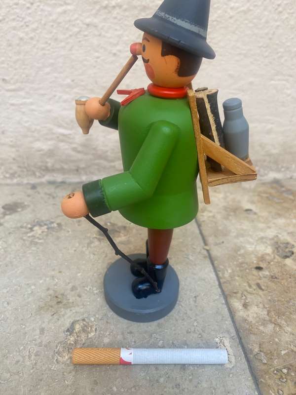vintage Erzgebirge Smoker hiker man