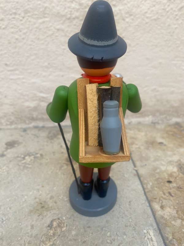 vintage Erzgebirge Smoker hiker man