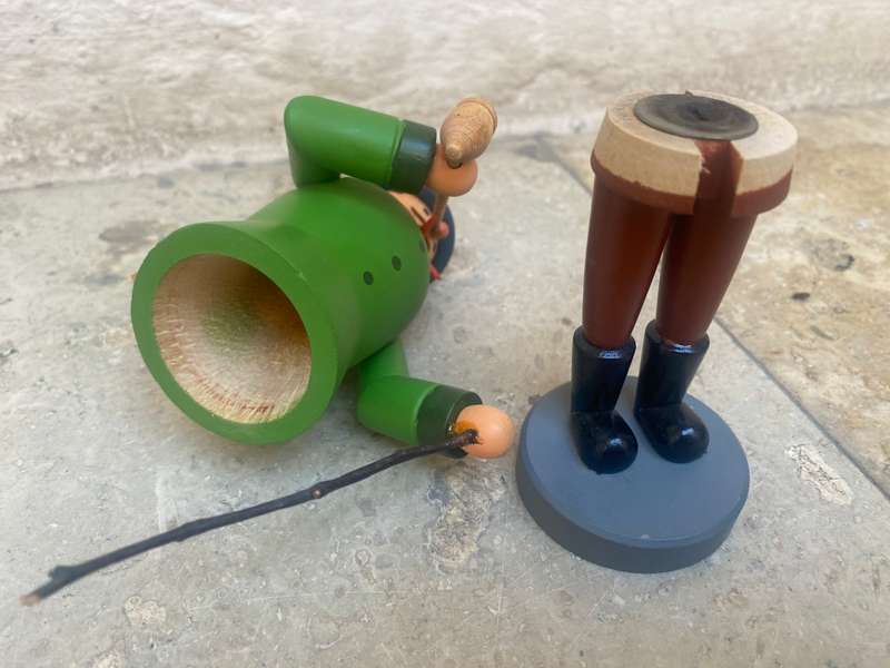 vintage Erzgebirge Smoker hiker man