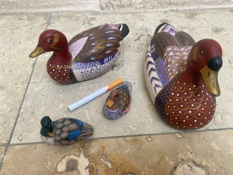Vintage porcelain ducks hand painted  lot of 4 by Dorothy 1992