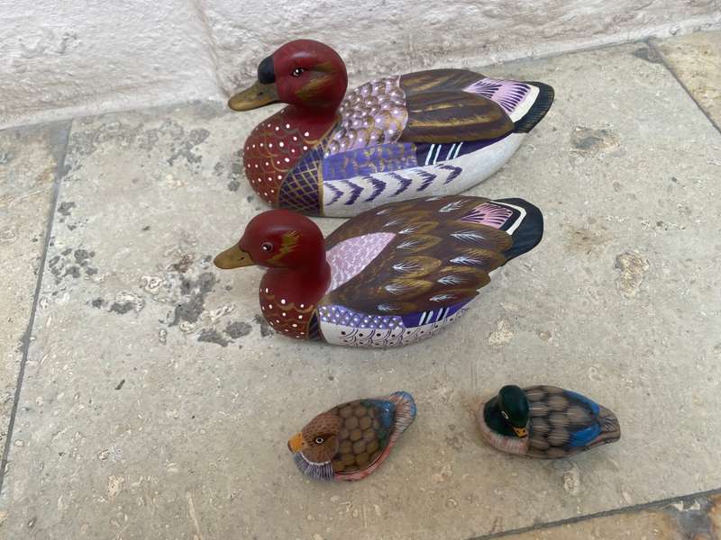 Vintage porcelain ducks hand painted  lot of 4 by Dorothy 1992