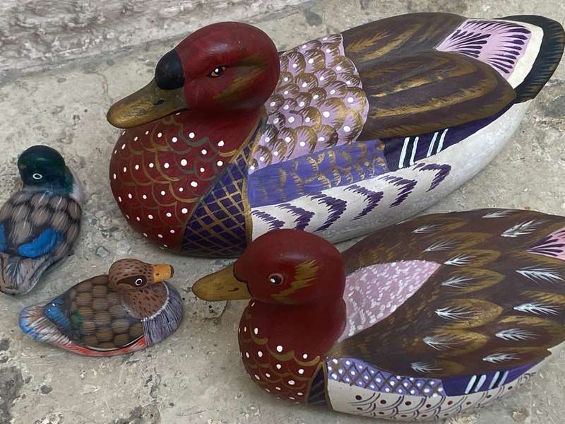 Vintage porcelain ducks hand painted  lot of 4 by Dorothy 1992