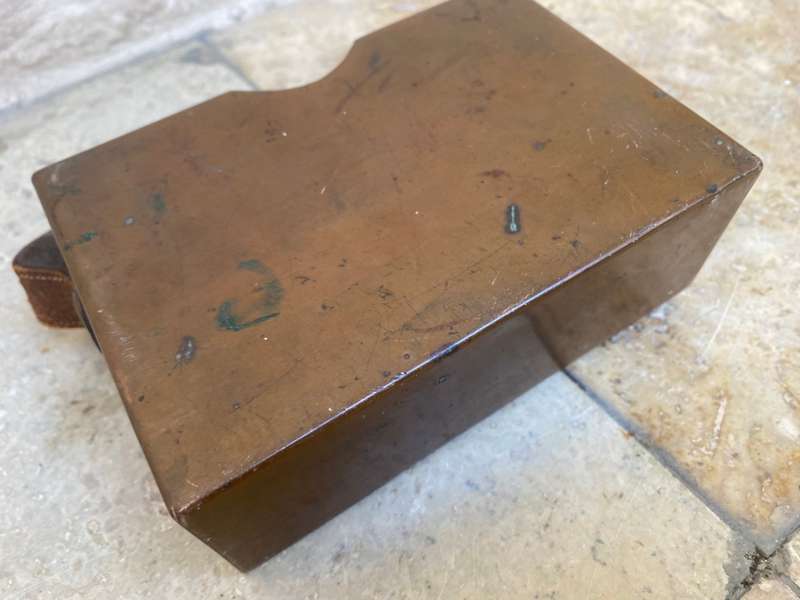 Antique copper bible box angelic three dimensional with leather strap