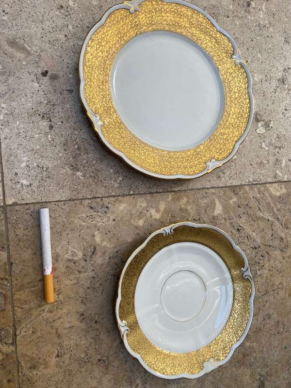graf von henneberg porcelain  1777 gold plate And saucer