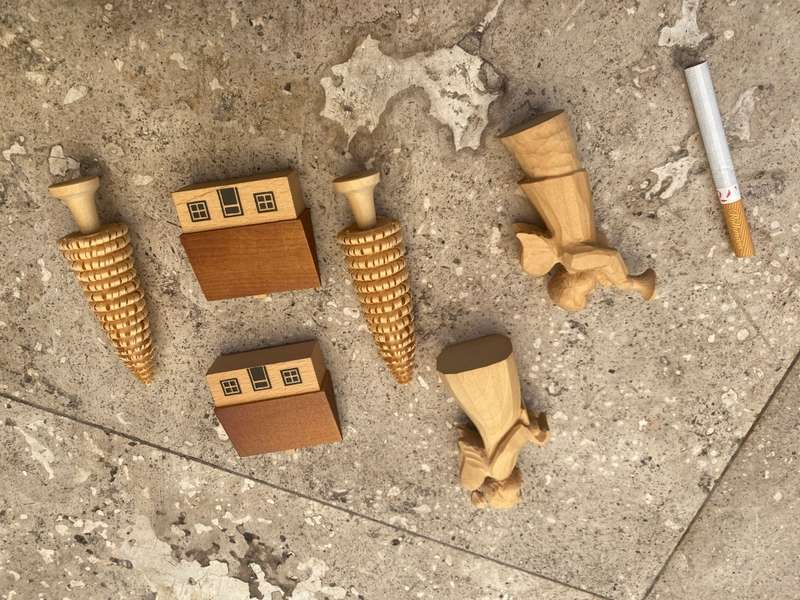 Vintage erzgebirge Christmas pyramid extras lot of tree trees house pair of wooden angels German