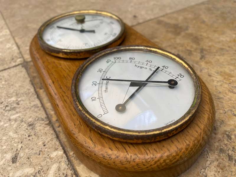 Vintage oak weather station wall mount Germany