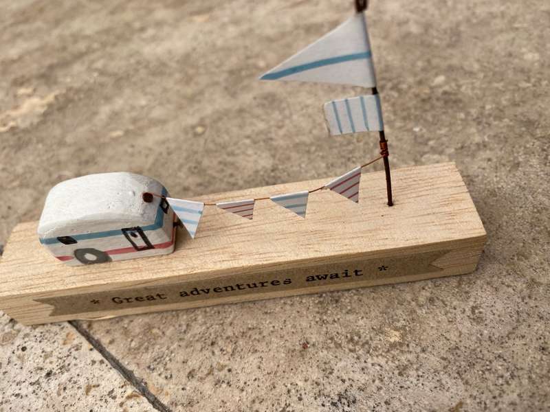 Quayside Caravan Ornament Mini Rustic Wooden Seaside Decoration East of India