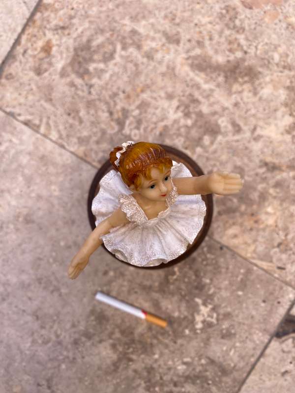 Vintage musical wind up turning wood pedestal with ballerina girl figure
