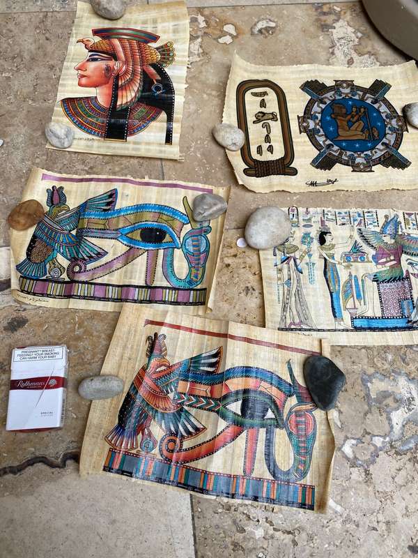 Papyrus art lot of 5 18 cm x 28cm