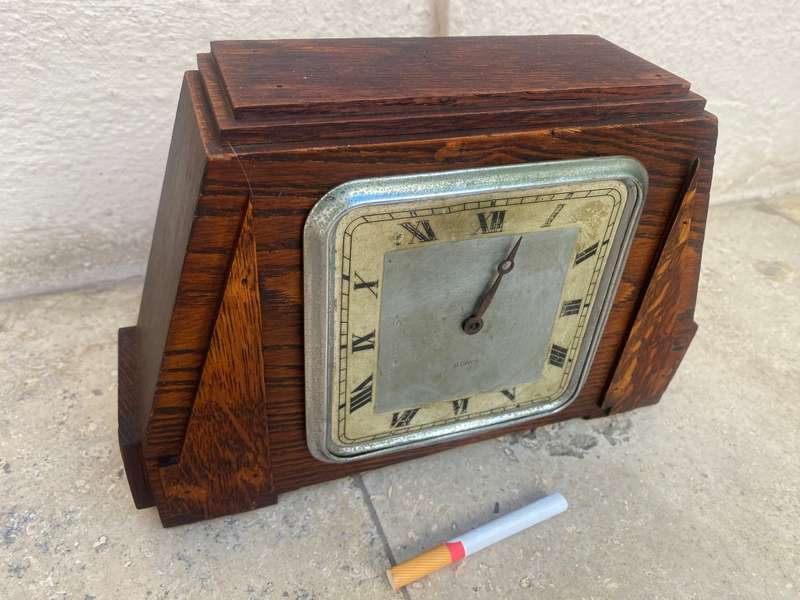 Old solid wood French wooden mantle clock TLC