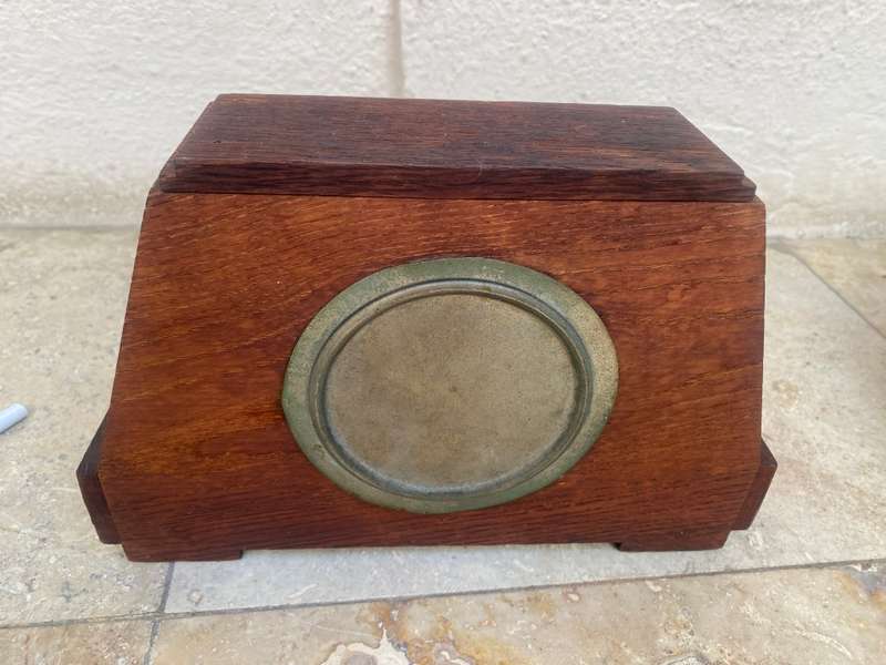 Old solid wood French wooden mantle clock TLC