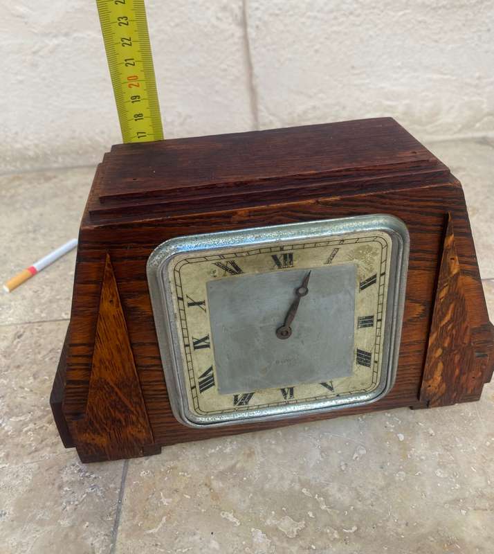 Old solid wood French wooden mantle clock TLC