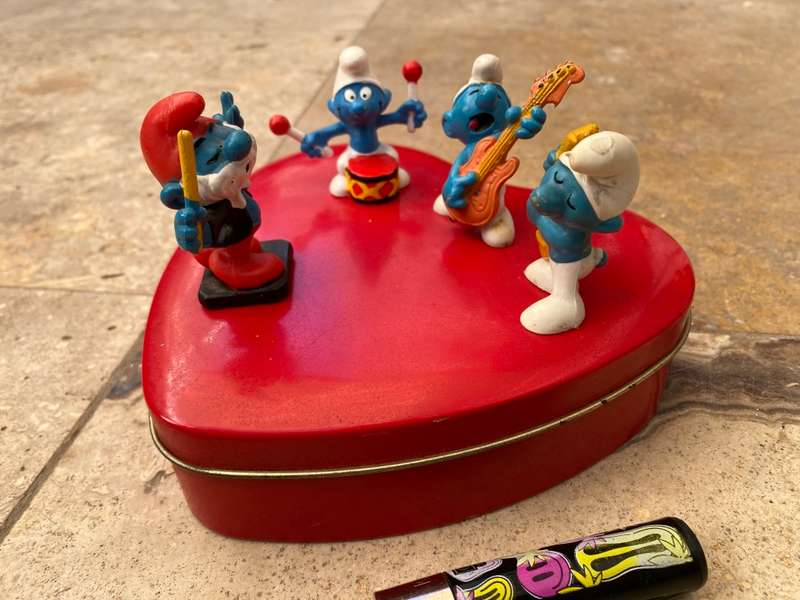 Vintage peyo smurf lot making music band of 4