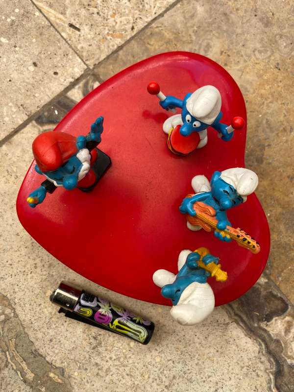 Vintage peyo smurf lot making music band of 4