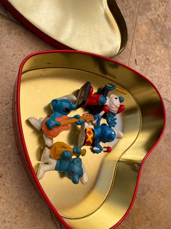 Vintage peyo smurf lot making music band of 4