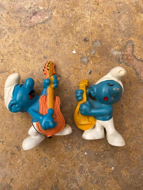 Vintage peyo smurf lot making music band of 4