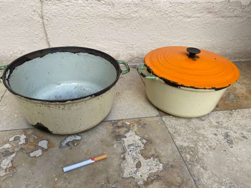 Vintage Kockums cast iron pots pot Gf3 Gf4  pair with Le Creuset lid D