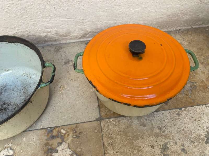 Vintage Kockums cast iron pots pot Gf3 Gf4  pair with Le Creuset lid D