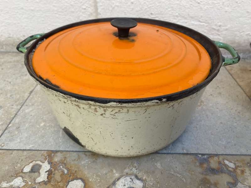 Vintage Kockums cast iron pots pot Gf3 Gf4  pair with Le Creuset lid D
