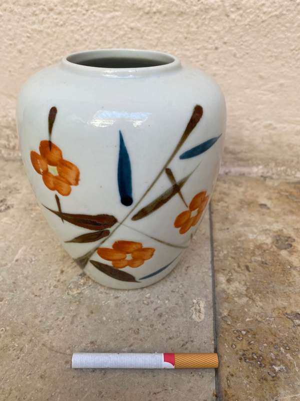 Vintage Japan floral vase orange blossom
