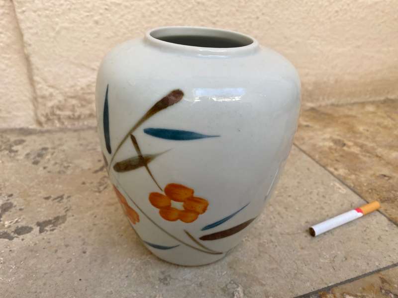 Vintage Japan floral vase orange blossom