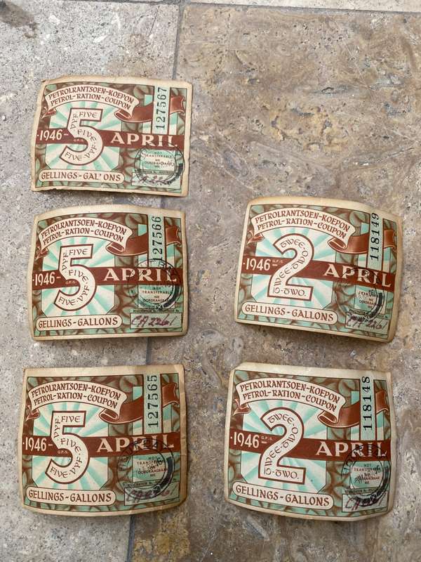 SA 1946 petrol ration coupons X5