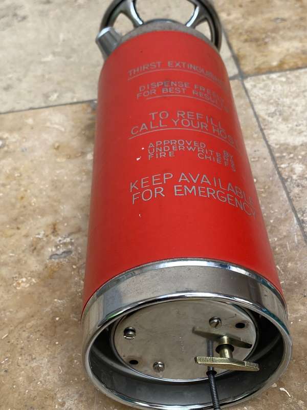 Vintage novelty thirst extinguisher dispenser  decanter musical