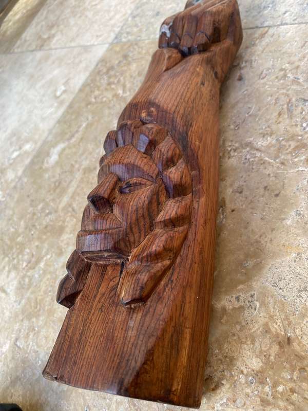 Vintage wood Indian totem hand statue candle holder