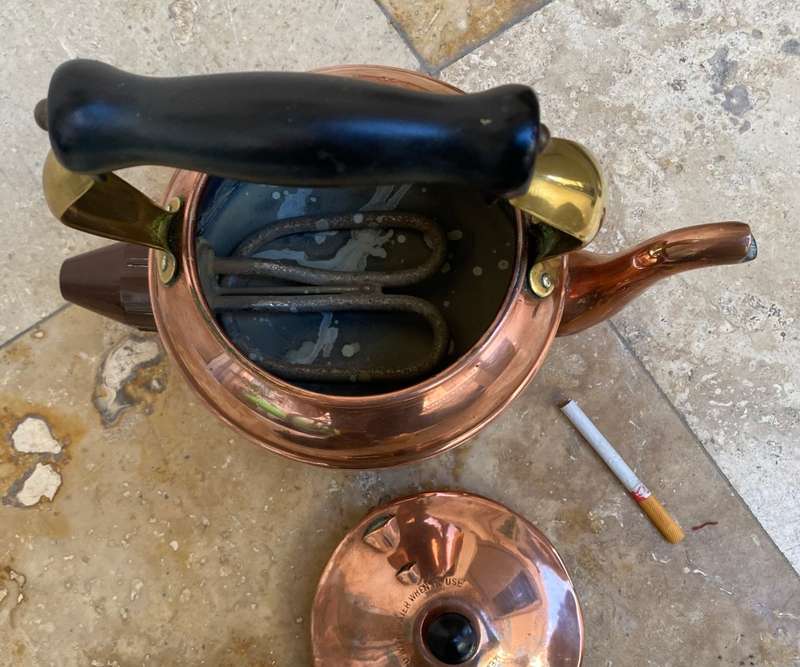 Vintage copper and brass footed kettle GEC made in England