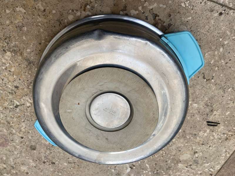 Vintage baby food warming plate dish with suction chicco Italy