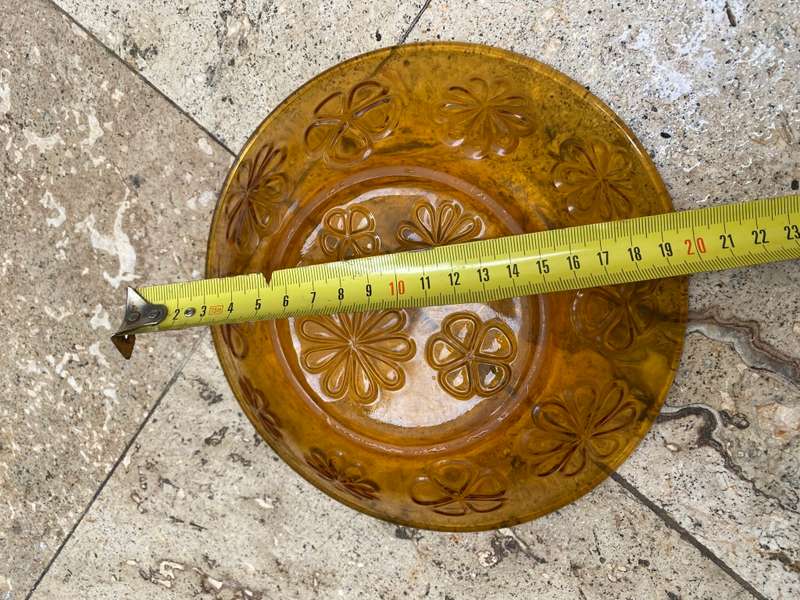 Vintage Floral Brown Glass Dish Bowl plate Vereco France 20.5 cm
