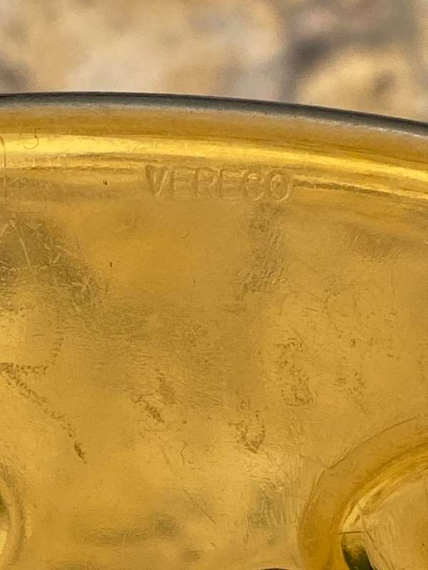 Vintage Floral Brown Glass Dish Bowl plate Vereco France 20.5 cm