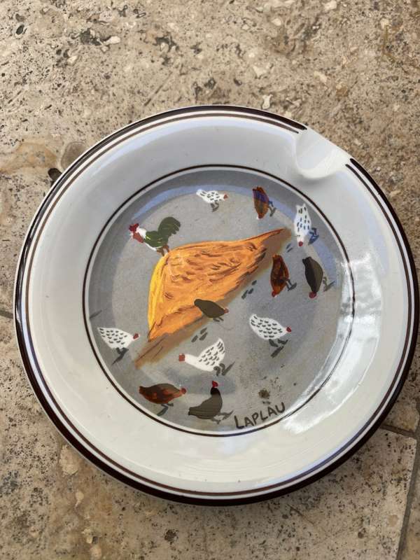 Vintage Villeroy & Boch porcelain ashtray trinket plate rooster chicken Gerard Laplau