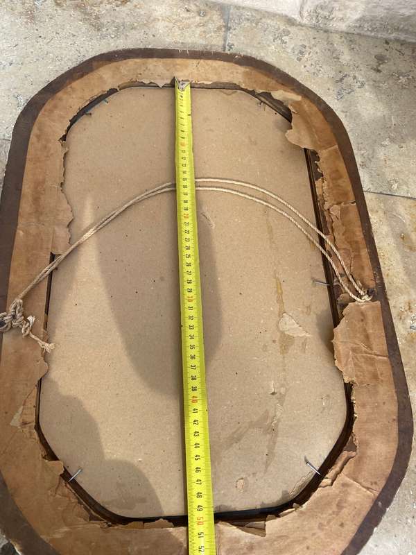 Antique Wall Wood Convex glass Reverse art Painted Castle by the Danube