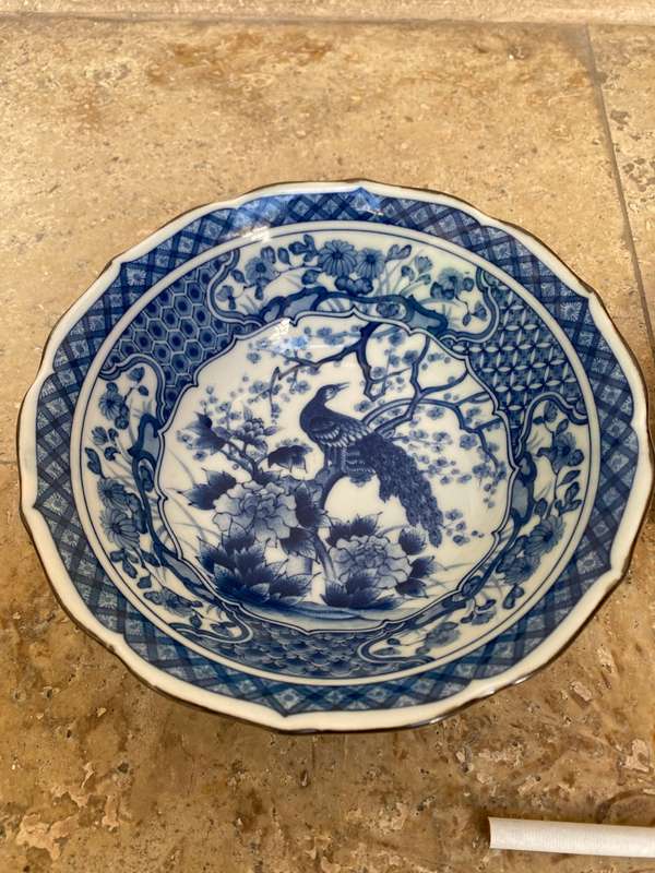 Vintage Asian bowl and plate pair Japanese and Chinese