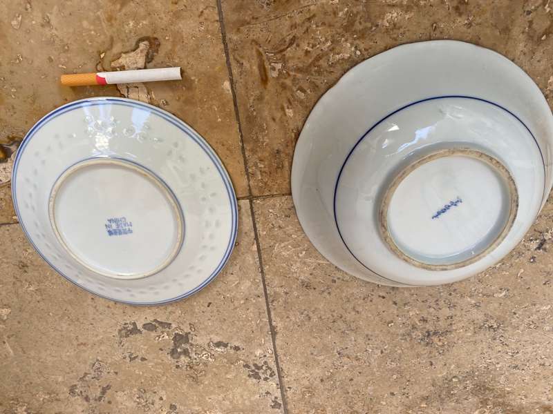 Vintage Asian bowl and plate pair Japanese and Chinese