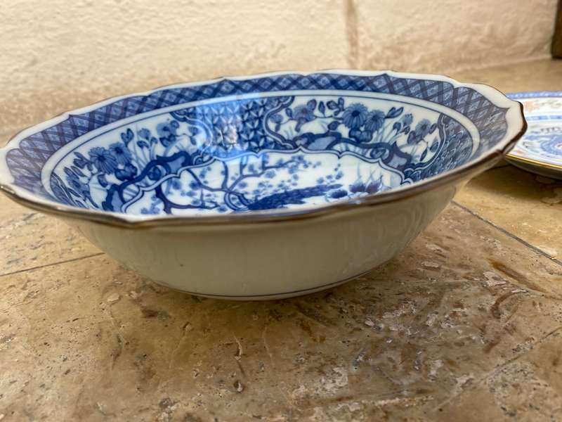 Vintage Asian bowl and plate pair Japanese and Chinese