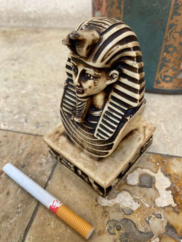 Vintage Egypt pharaoh pyramid pair stone