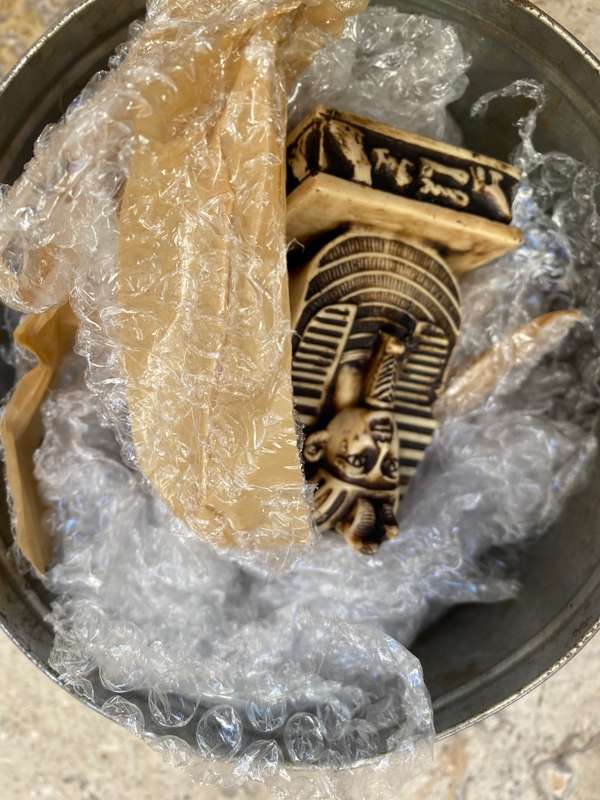 Vintage Egypt pharaoh pyramid pair stone