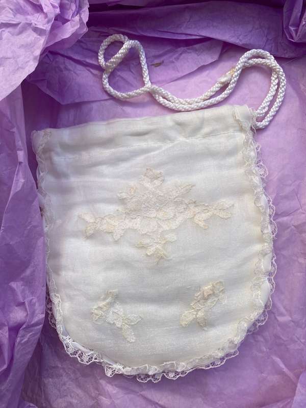 Christening / Baptism Dress 55 cm lace detail Hilton weiner  with purse