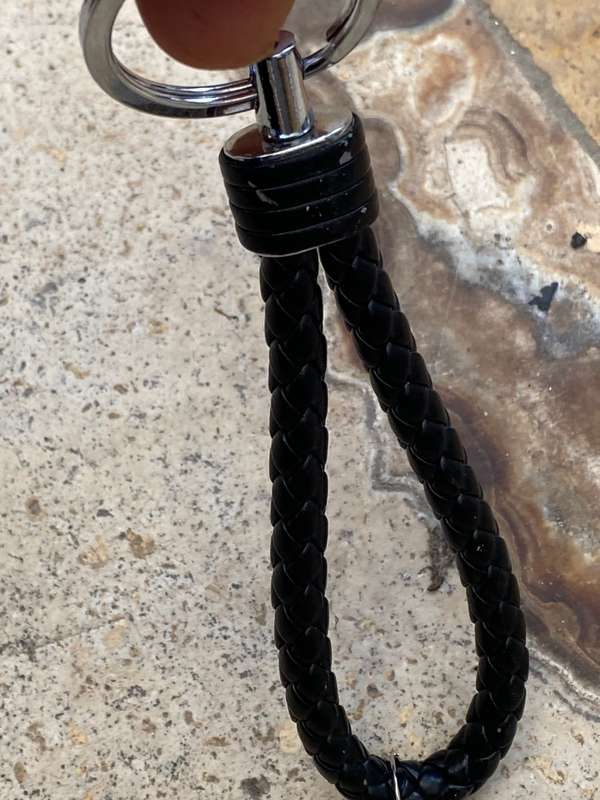 Bottega Veneta Braided Leather Keychain in black Italy