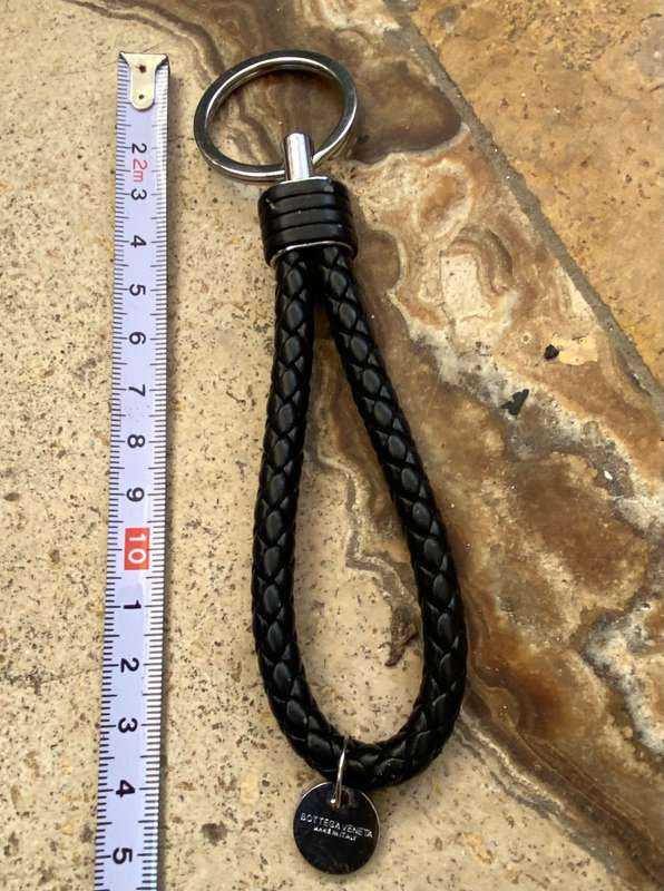 Bottega Veneta Braided Leather Keychain in black Italy