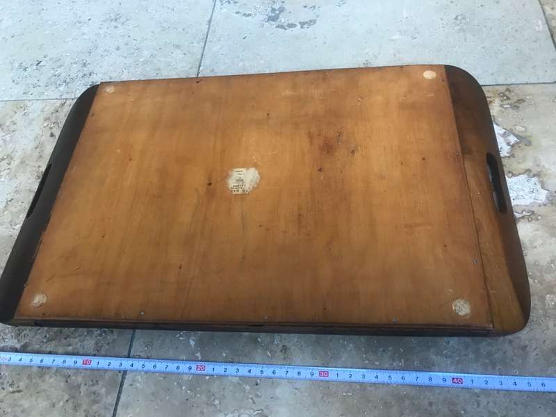 Vintage Christ the redeemer reverse painted butterfly tray wood inlay art Brazil