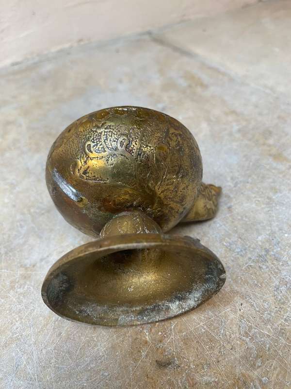 Vintage brass oil lamp engraving floral flame bird head