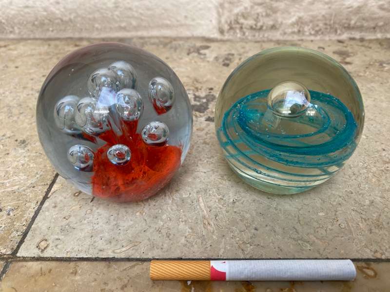 Vintage murano paperweight pair of spheres