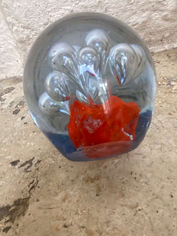 Vintage murano paperweight pair of spheres
