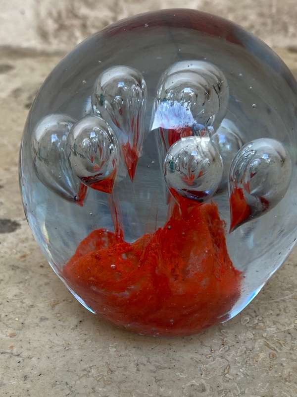 Vintage murano paperweight pair of spheres