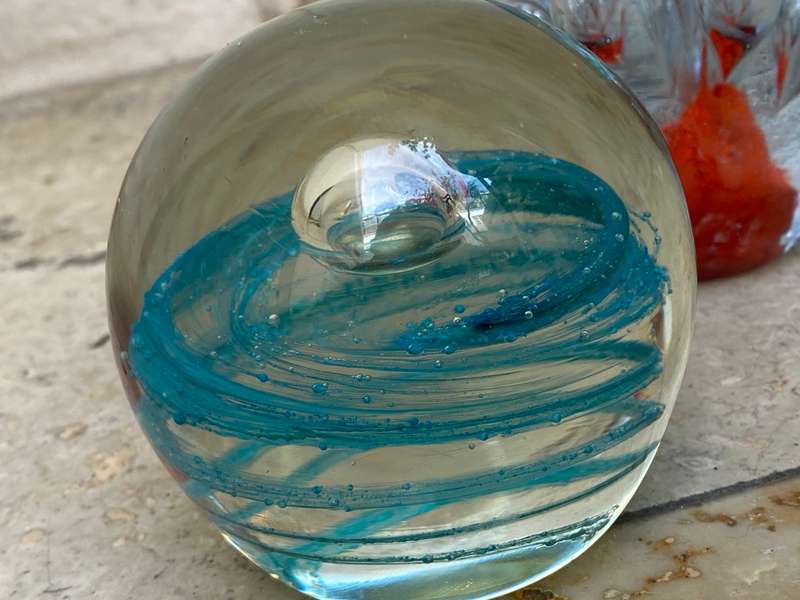 Vintage murano paperweight pair of spheres